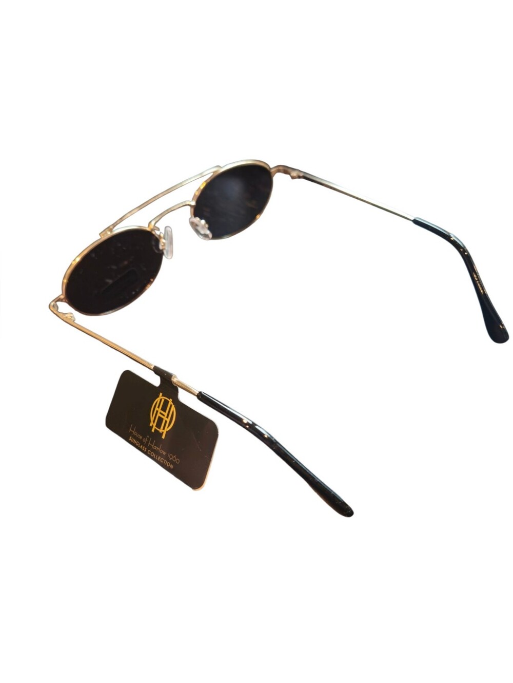 House of Harlow 1960 Oval Aviator Sunglasses Gold Black Retro Y2K UV Protection - Picture 6 of 7